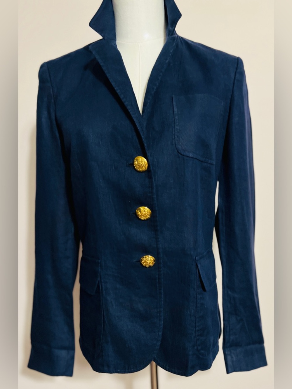 Ralph Lauren Navy Tailored Blazer with Gold Buttons